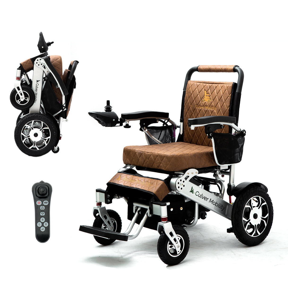 Folding Electric Wheelchair - Heavy Duty WOLF ( Brown)