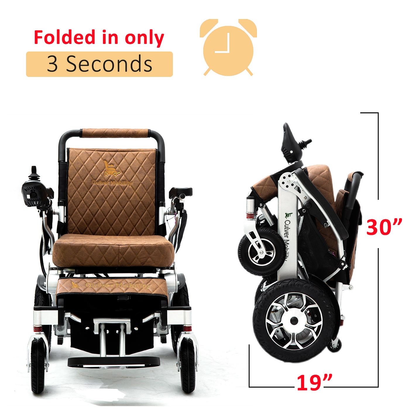 Folding Electric Wheelchair - Heavy Duty WOLF ( Brown)