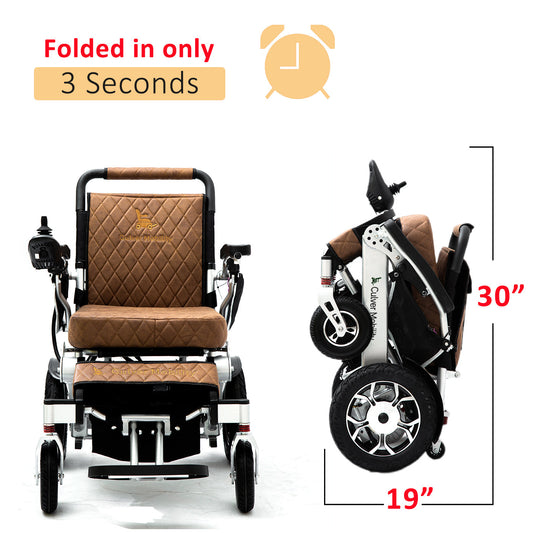 Folding Electric Wheelchair - Heavy Duty WOLF ( Brown)