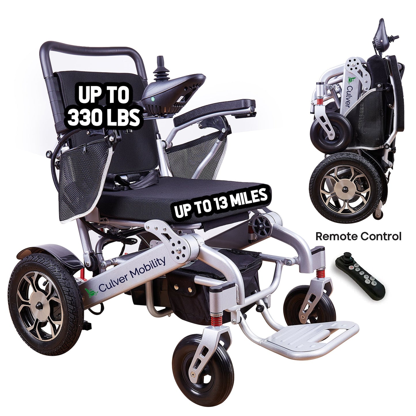 Lightweight Electric Folding Wheelchair With Lithium Battery  (Silver)