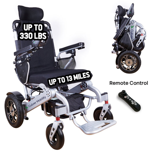 Reclining Folding Electric Wheelchair 330 lbs-13 SHAWK (Silver)