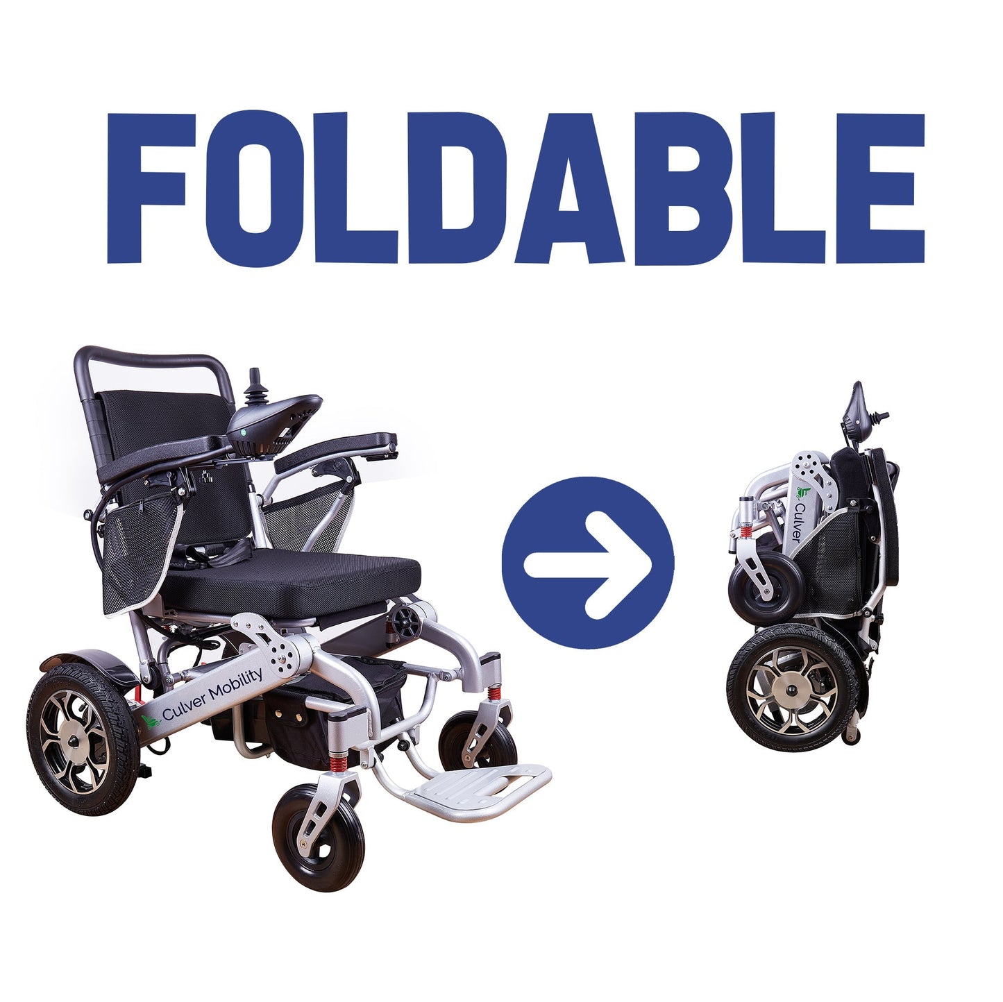 Lightweight Electric Folding Wheelchair With Lithium Battery  (Silver)