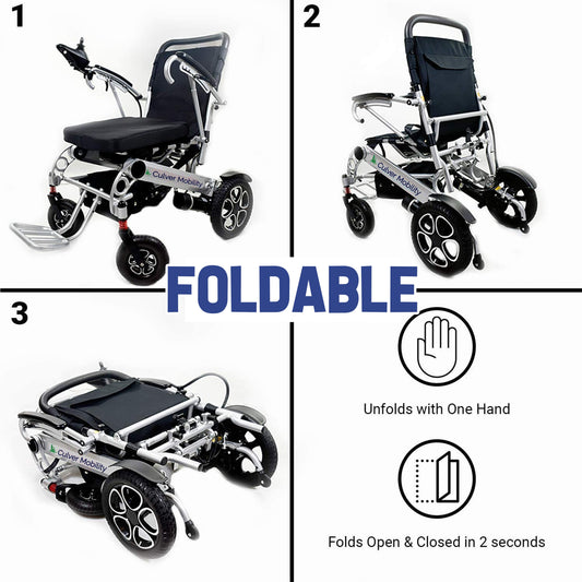 Force Premium Lightweight 55lbs Electric Wheelchairs, 265lbs Max Load -10miles - 500W