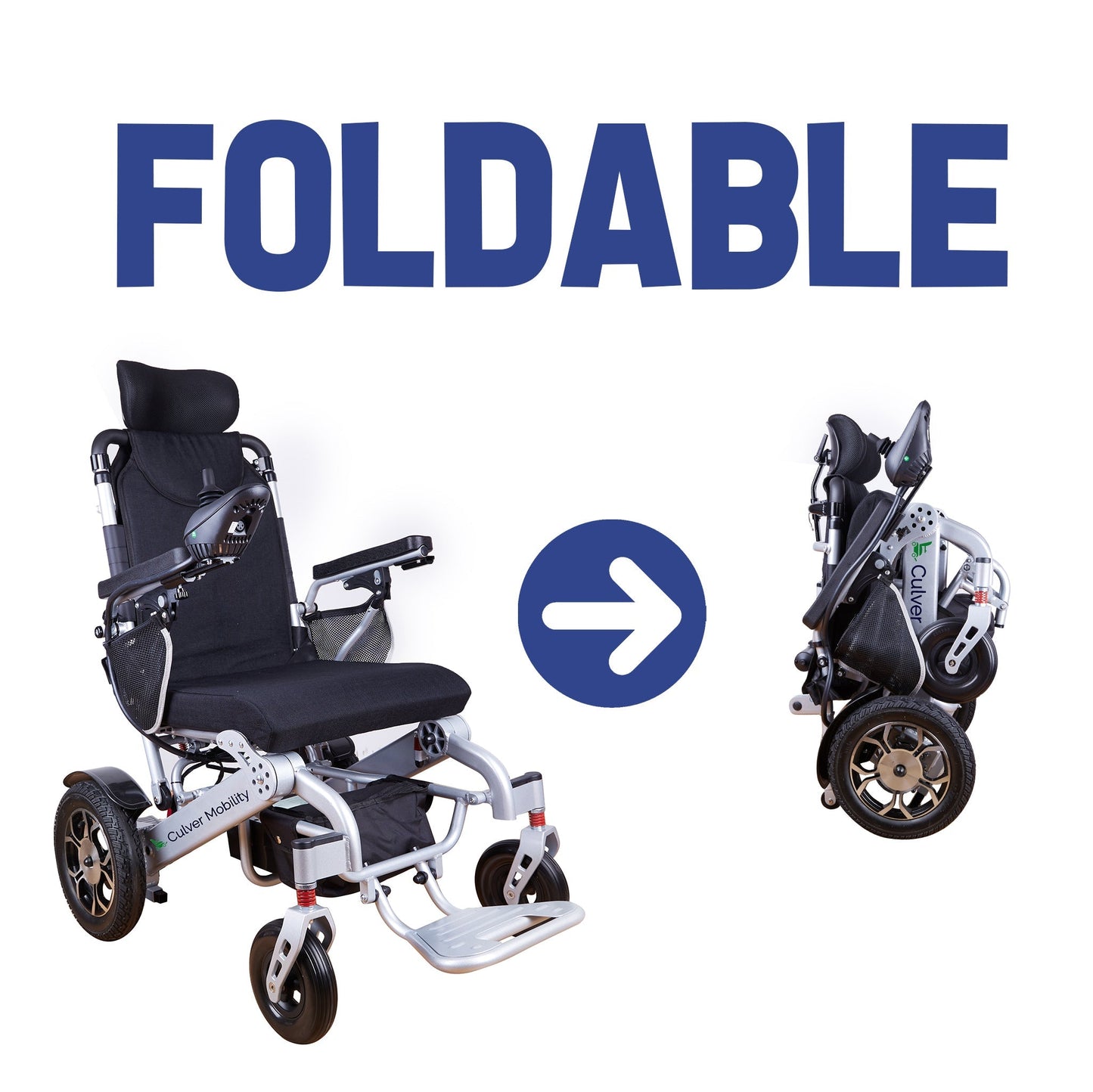 Reclining Folding Electric Wheelchair 330 lbs-13 SHAWK (Silver)