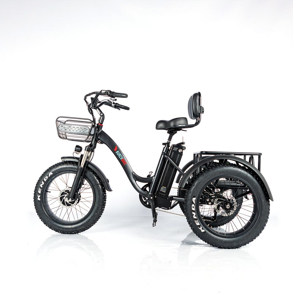 Electric Fat Tire Trike Tricycle Bike w/Cargo Basket