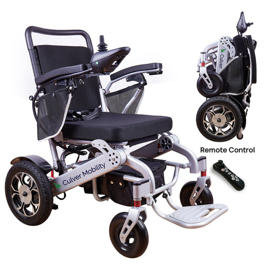 Lightweight Electric Folding Wheelchair With Lithium Battery  (Silver)