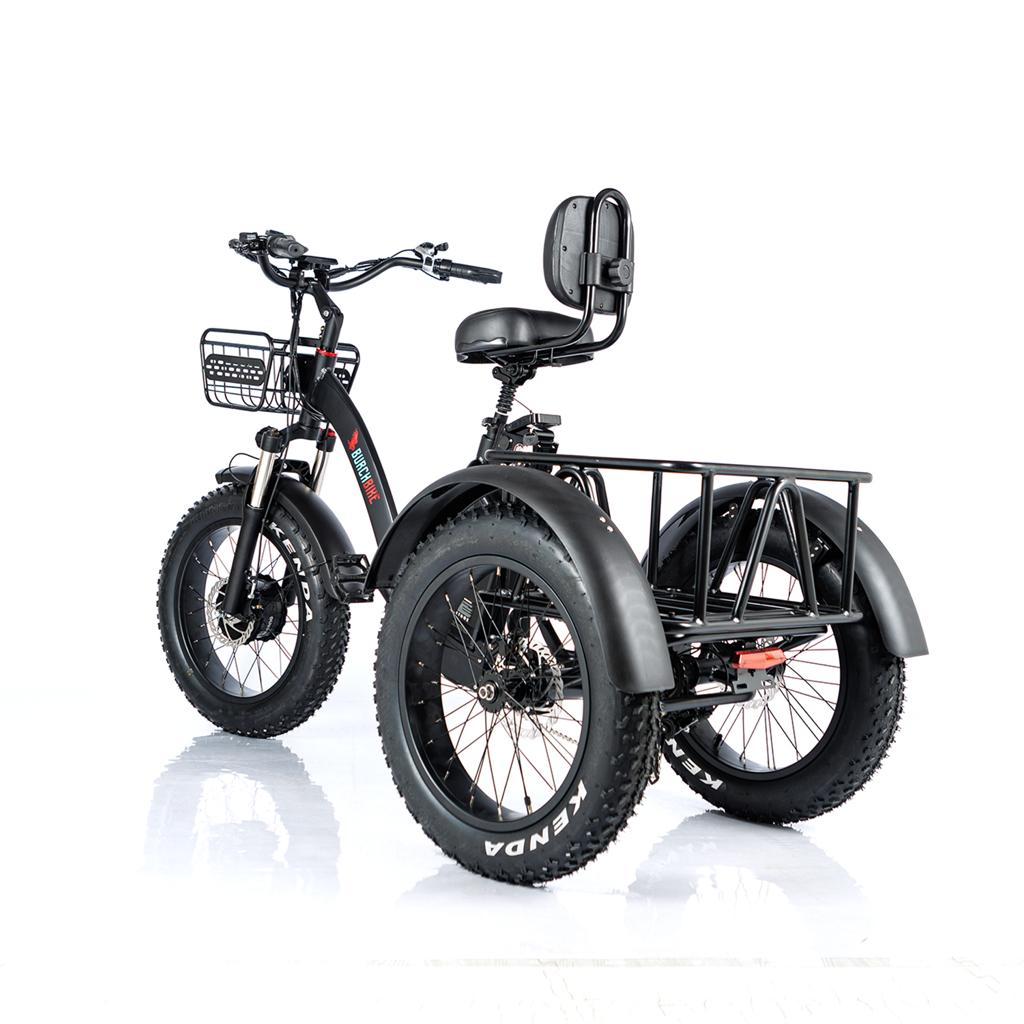 Electric Fat Tire Trike Tricycle Bike w/Cargo Basket