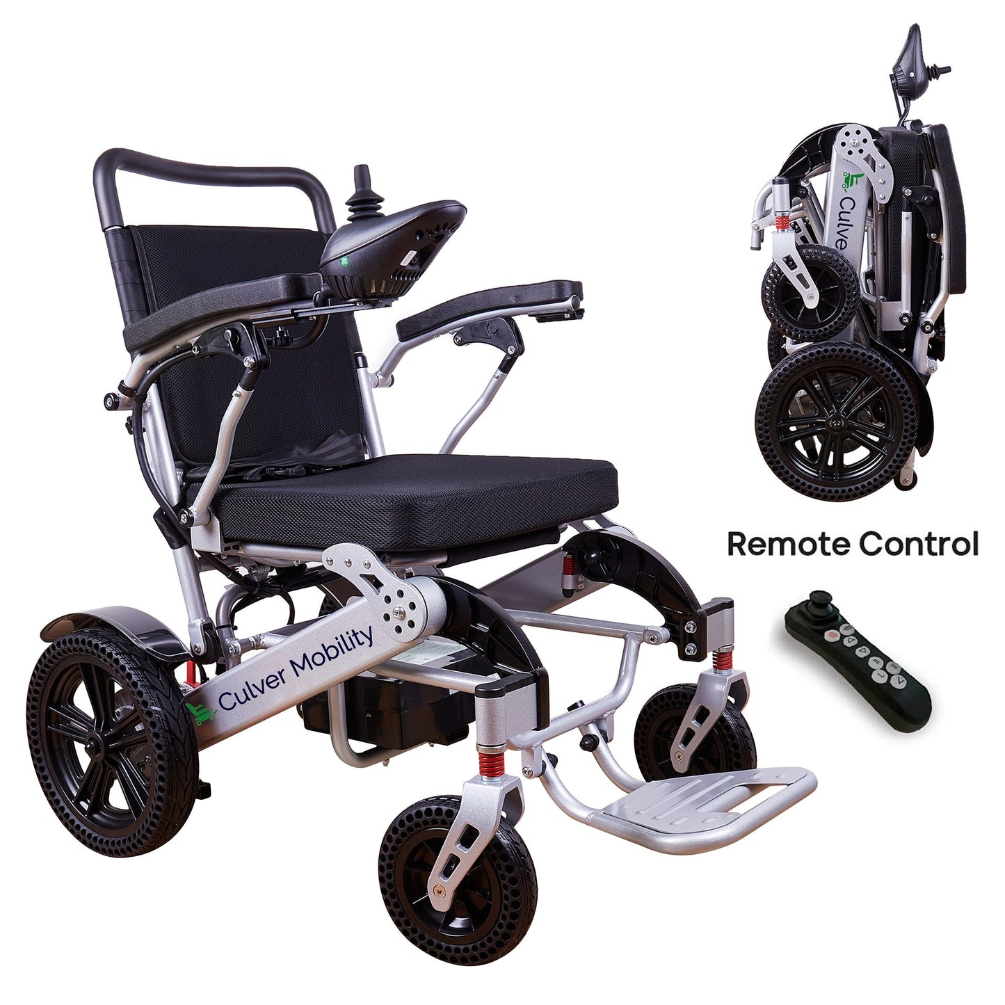 Folding Lightweight Heavy Duty Electric Wheelchair 330 lbs -500W-13 Miles  Tiger (Silver)