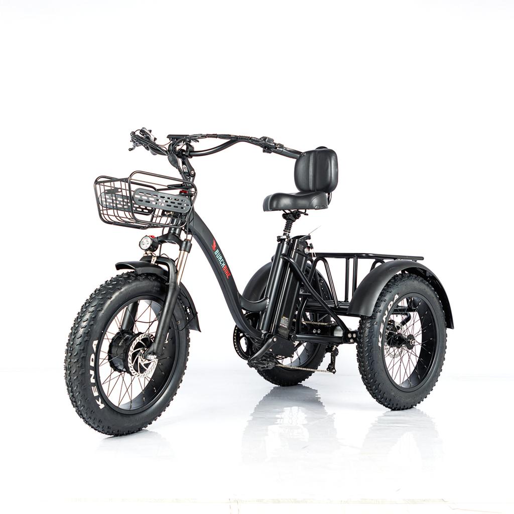 Electric Fat Tire Trike Tricycle Bike w/Cargo Basket