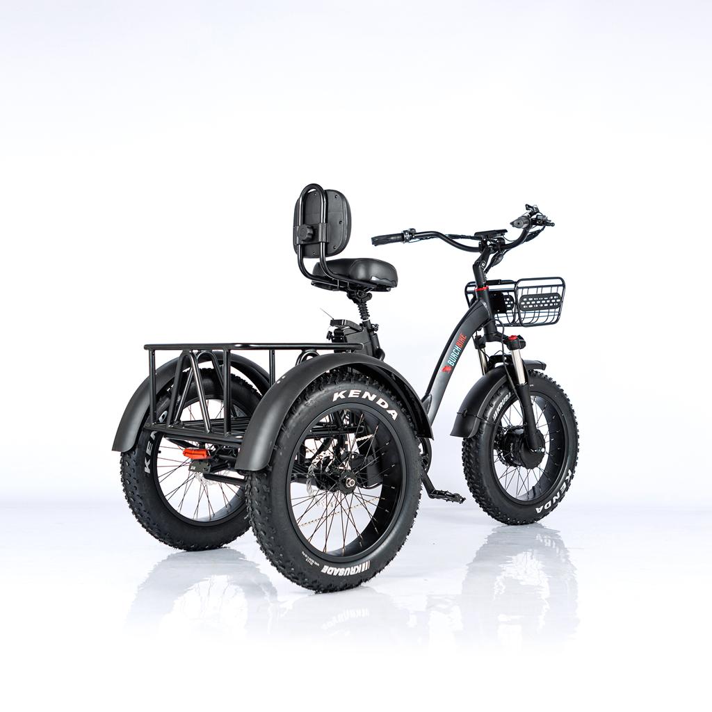 Electric Fat Tire Trike Tricycle Bike w/Cargo Basket