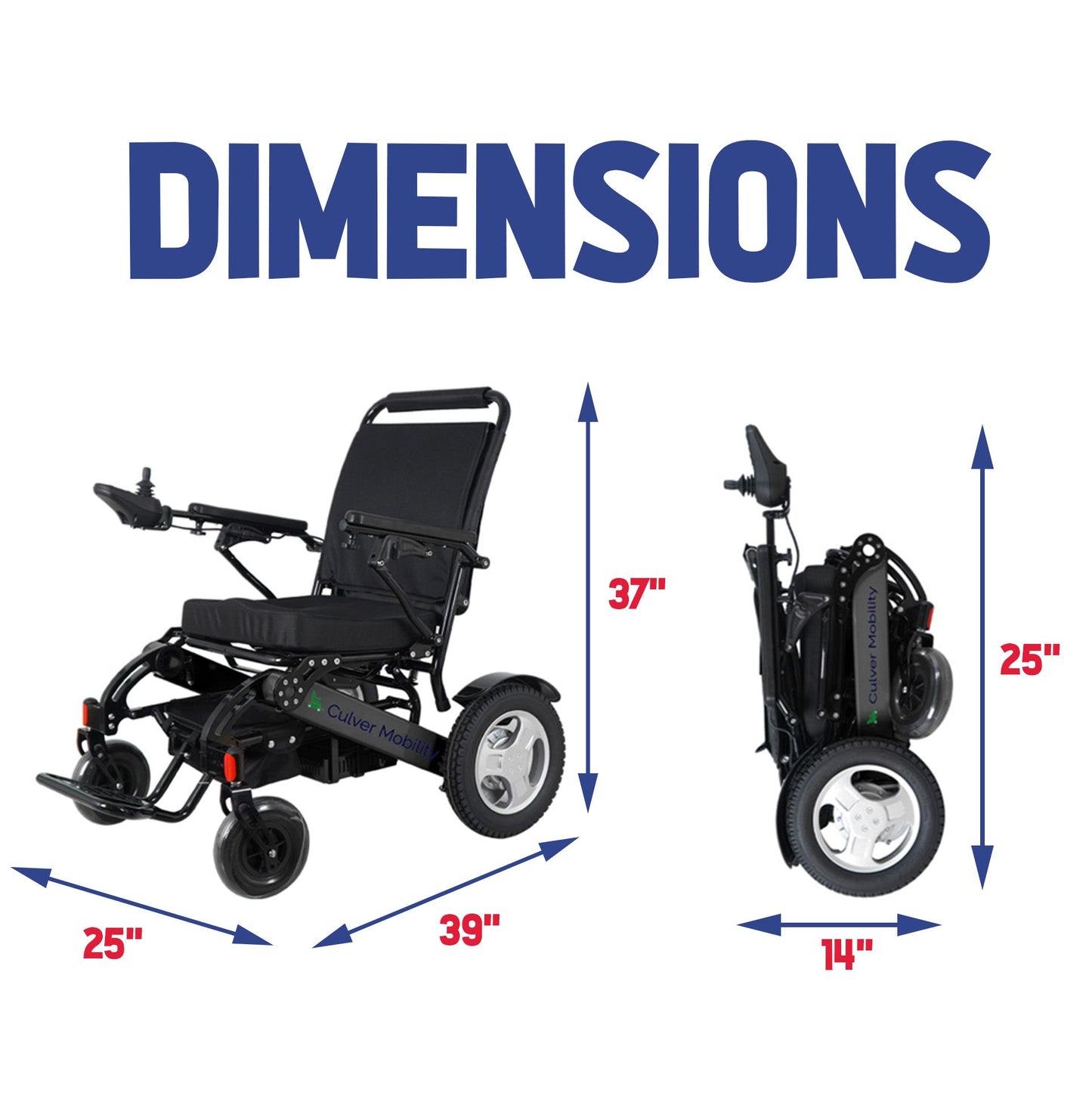 Electric Wheelchair 360lbs - 500W - 20miles LEOPARD