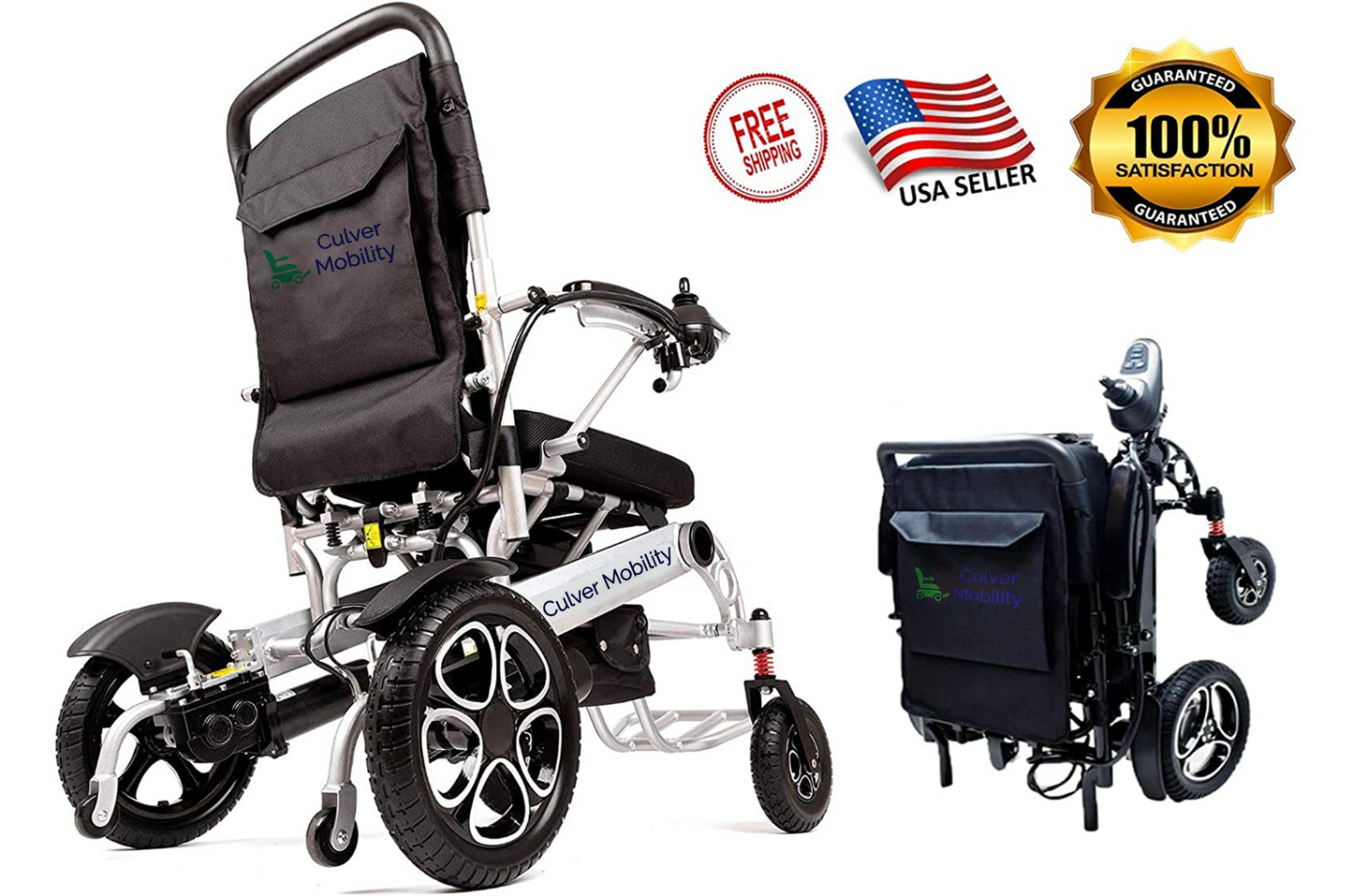 Force Premium Lightweight 55lbs Electric Wheelchairs, 265lbs Max Load -10miles - 500W