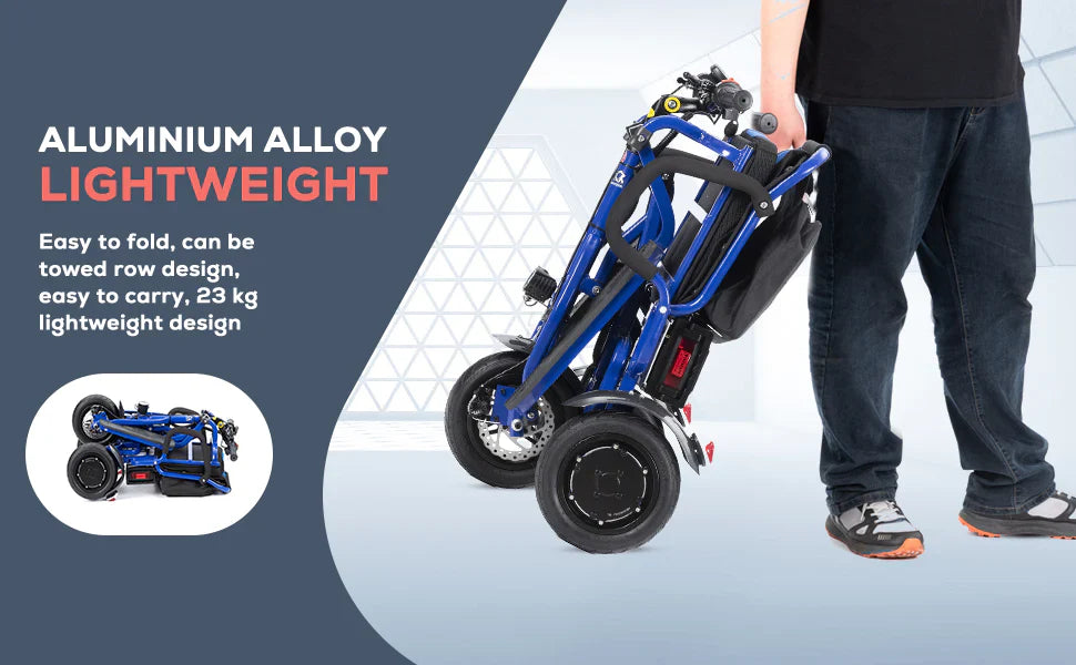 COUGAR - Folding Electric Mobility Scooter 3 Wheel Lightweight Portable Power Travel Scooters (Blue)