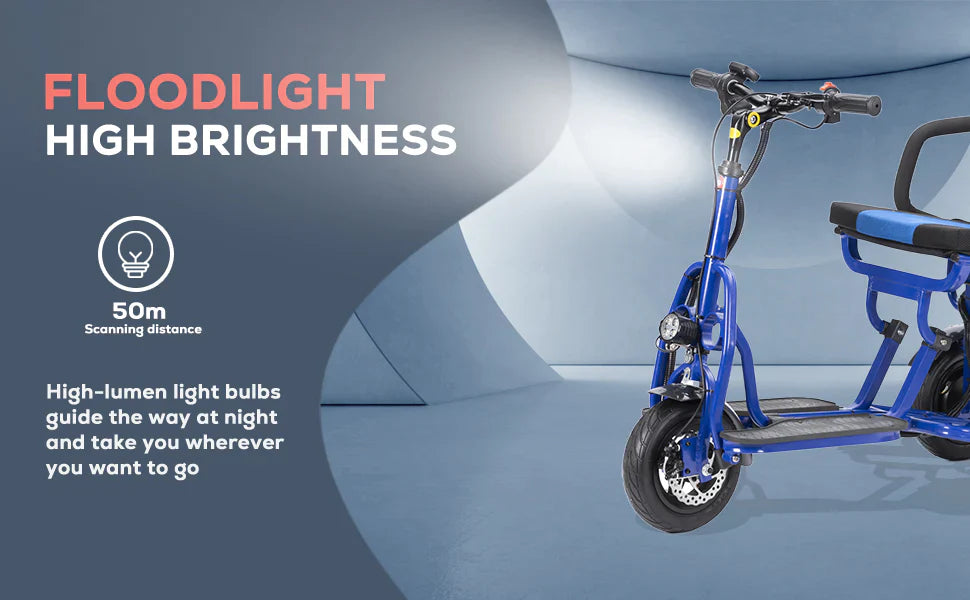 COUGAR - Folding Electric Mobility Scooter 3 Wheel Lightweight Portable Power Travel Scooters (Blue)