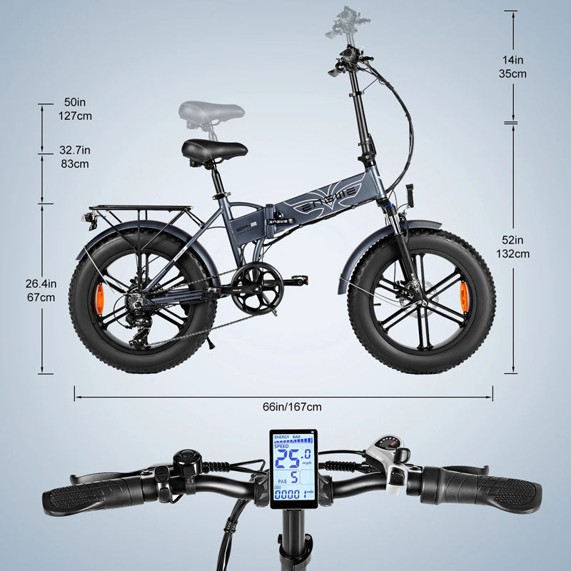 EP2 48V 500W 20" Fat Tire Folding Electric Bike