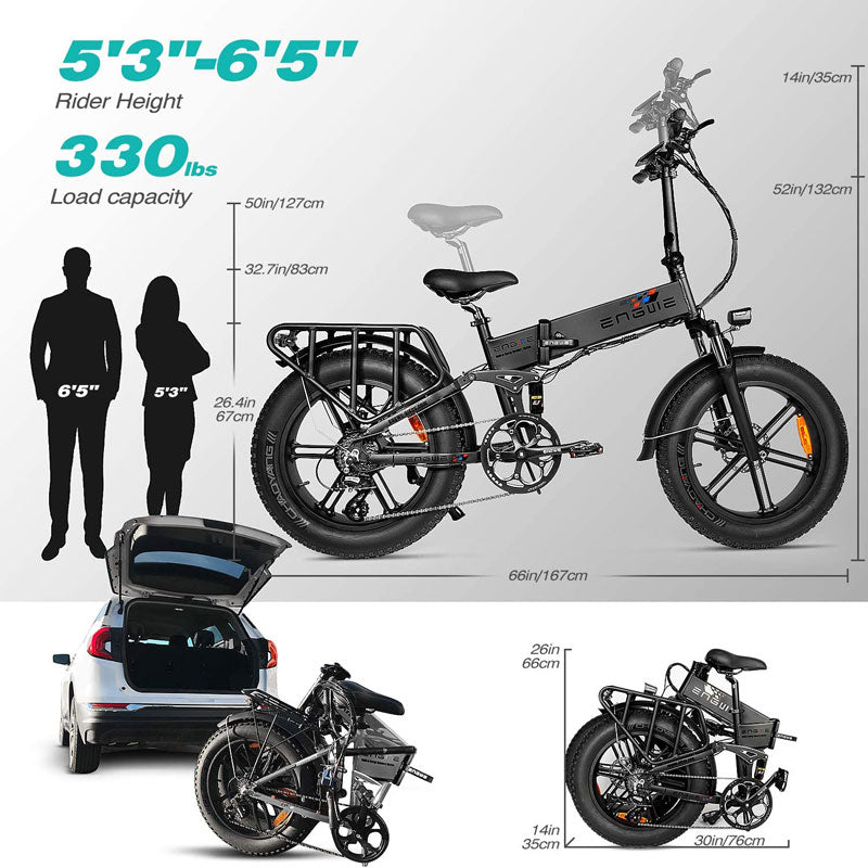 Engine Pro 48V 750W 20" Fat Tire Folding Electric Bike