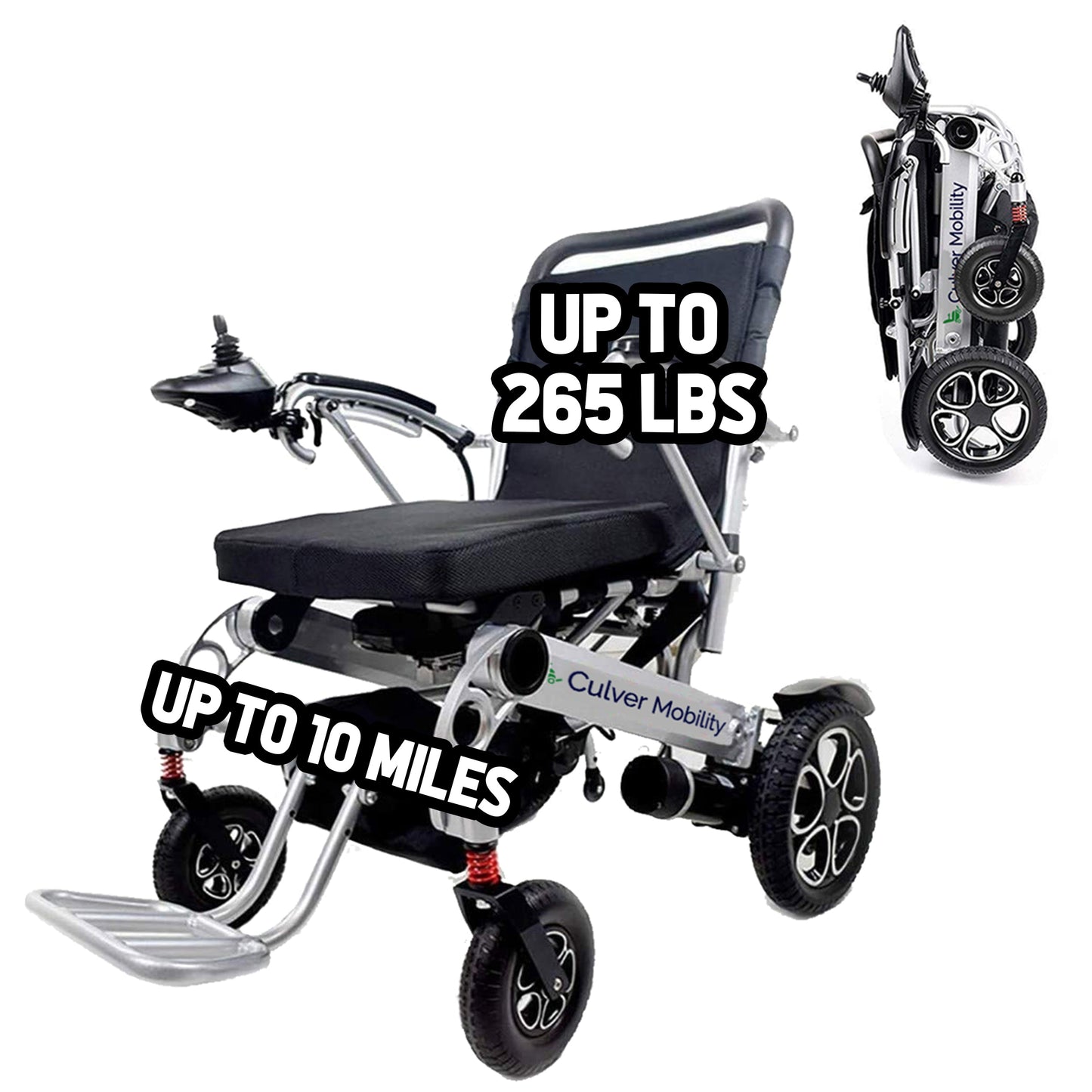 Force Premium Lightweight 55lbs Electric Wheelchairs, 265lbs Max Load -10miles - 500W