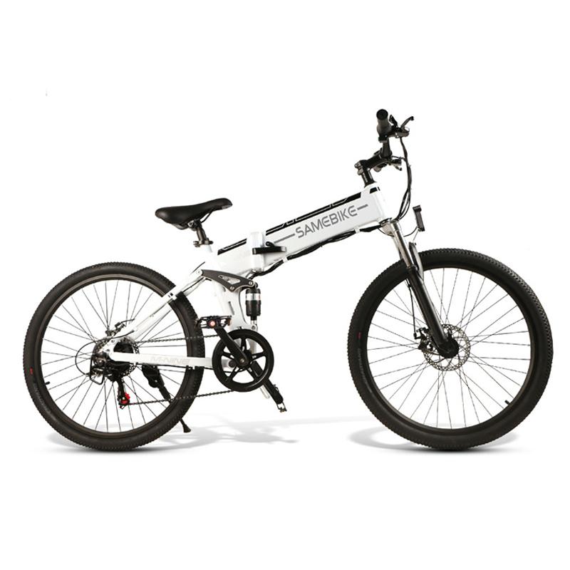 Samebike LO26 26 Inch Folding Electric Bike 48V 500W Motor Electric Bicycle White